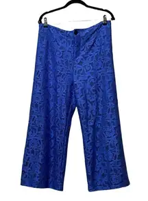 NWT ANTHROPOLOGIE The Colette Lace Crop Cobalt Blue Pants Sz 31