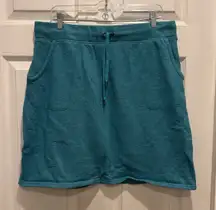 LL Bean Teal Sweatshirt Skirt Tie‎ Waist Pockets  Women's Sz Large Beach