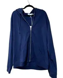 NWT HILL HOUSE Teddy Gender Neutral Zip Up Hoodie Jacket Navy Sz L