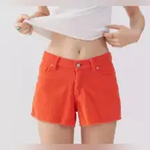 Urban Outfitters BDG High Waist Orange Corduroy Shorts Raw Hem Size 27 Cut‎ Off