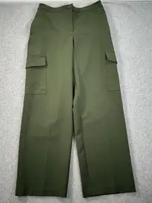Rachel Zoe Olive Green Cargo Utility Pants Womens Medium Straight Leg Flat Front