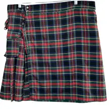 Scarlet Darkness Plaid Kilt Skirt Utility Pockets Buckle Straps Punk Goth XL