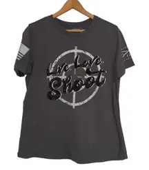 Grunt Style Live Love Shoot Graphic T Shirt Medium Gray US Flag Cotton