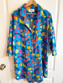 Printfresh Fruit Print Pajama Shirt Dress Size S Organic Cotton