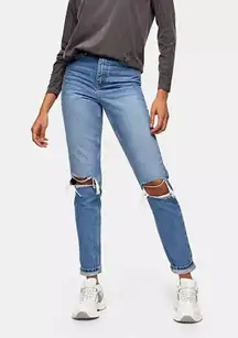 Topshop Double Knee Rip Mom Jeans