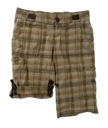 Vintage Y2K Free People Plaid Low Rise Convertible Bermuda Skater Shorts size 2