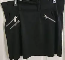 Zara Basic Size L Faux Suede Zipper Skirt in Black
