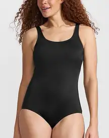 Lands End Black Tugless Low Leg Soft Cup‎ One Piece Swimsuit Size 22W DD