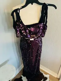 Free People Star Bright Sequin Two-Piece Crop Top & Midi Skirt, Lilac, Sz 4, NWT