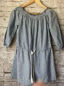 Mudpie Blue Stripe Short Romper Off Shoulder Womens S Summer Beach Casual Cute