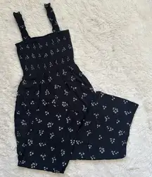 Aritzia Wilfred Chianti Jumpsuit Smocked Top Sleeveless Floral Black Sz XS