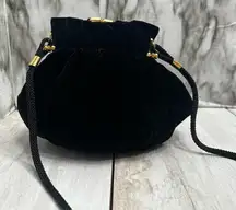 Vintage Black Velvet Crossbody with Gold Kiss-Lock Frame New Year’s Eve  Party