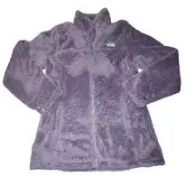 The North Face Jacket Coat Large Fleece Zip Up Purple Plum Faux Fur Fuzzy Teddy
