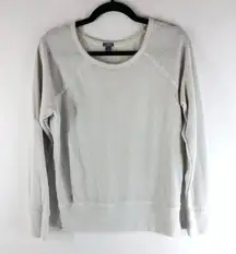 Aerie Womens Sweater Pullover Sheer Back Metallic Scoop Neck Gray M