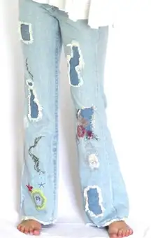 Vintage Y2K Bebe Distressed Patchwork Embroidered Jeans