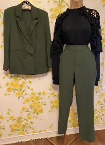 NWT High waist tailored suit pants green size M