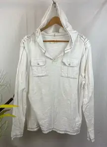 Free Planet Ivory Long Sleeve Hoody Tee T Shirt Top L