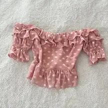 VICI | Strapless Mesh Polka Dot Top