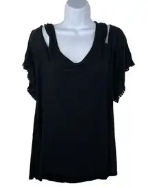 Cupio Cold Shoulder Black Top size Large