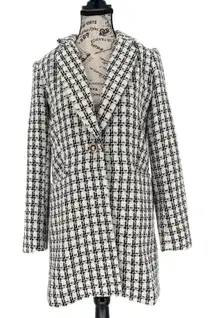Rachel Zoe Houndstooth Jacket Womens XS Black White Tailored EUC