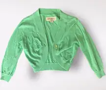 Fossil Vintage Y2K Green Jewel Buttoned Cropped Sweater Size‎ M Rave Whimsygoth