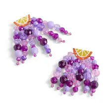 Susan Alexandra Orange Fizz Purple Fruit Statement Earrings Violet EUC