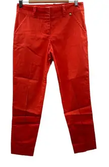 Trina Turk Bright Orange Mid Rise Straight Leg Ankle Dress‎ Pants Size 2