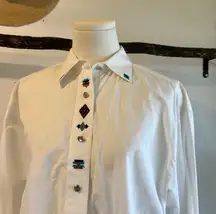Brannan Street USA White Southwestern Embroidered Pearl Button Shirt Size 4