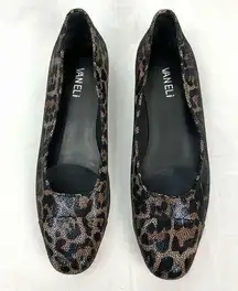 VANELI Leopard Print Leather Flats Frankie Sz 9.5 Slip On Shoes Animal Print