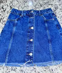 Button Front Denim Skirt