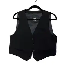 Zara Womens Tailored Black Short Vest Size Large