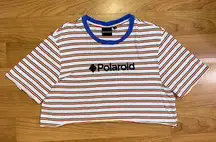 Polaroid Vintage Striped Crop Tee Shirt