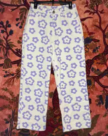 White Denim Purple Floral Jeans
