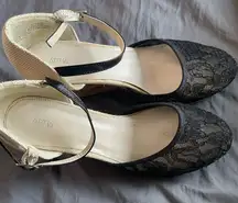 Apt. 9 Black Lace Closed Toe Platform Espadrille Wedge Sandals | EUC Size 8.5