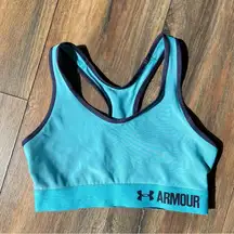Under Armour Neon Electric Blue Compressive Razorback Sports Bra Small
