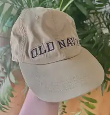 Vintage 90s Embroidered Tan & Navy  Hat