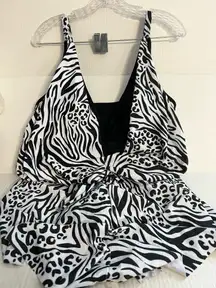 Aumora Stylish One Piece Zebra Print Women's Swimsuit 