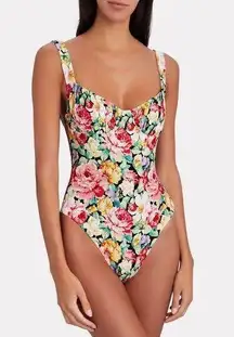 WeWoreWhat Ruched Floral Ruched One-Piece Swimsuit Multicolor Women's Size XS