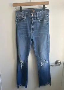 Mother The Insider Crop Step Chew Jeans 27 layered minimalist distressed staple