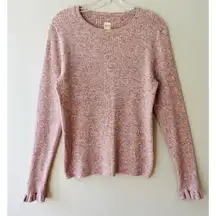 La Vie Rebecca Taylor Sz M Pullover Knit Pink‎ Sweater Stretch Long Sleeves
