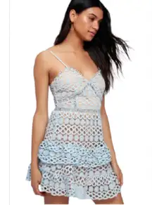Beauty & Lace Light Blue Crochet Mini Dress