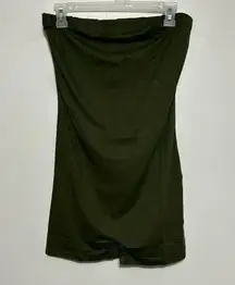 Fashion Nova Dark Olive Green Strapless Romper Size Large NWT