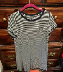 Navy Blue Striped Tshirt Dress