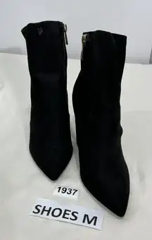 Womans Qupid Black Suede Pointed Toe Stretch Ankle Boots Heels Size 7