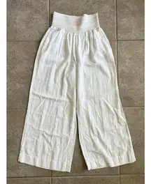 Beau Dawson Large Petite Ivory Flowy Beach Lounge Wide Leg Crop Pants