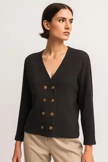 Express Campagnie Internationale Vintage 90 Black Button Cardigan Retro Blazer L