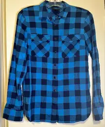 J Crew Blue Buffalo Plaid Midweight Brushed Flannel Work Shirt Size 6