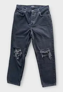 Rails Atwater Slouchy Straight Jeans Black Distressed Women's Size 27