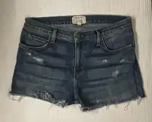 Medium Wash Distressed Denim Short Shorts - Size 27