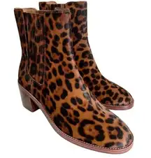 Madewell  Shoes Womens Sz 6 Leopard Print Calf Hair Chelsea Boots Block Heel NEW